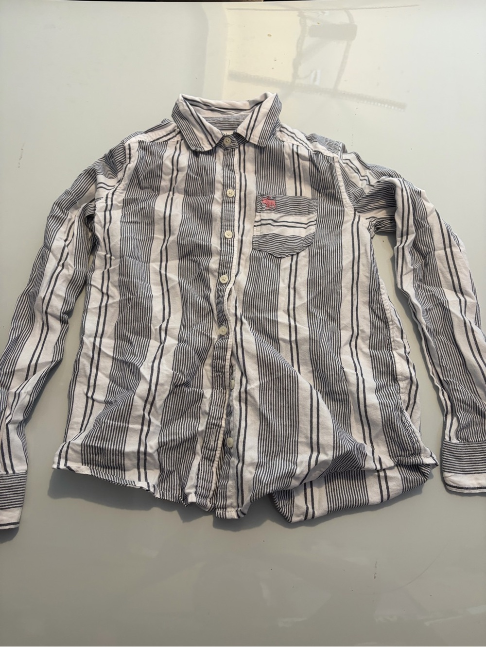 abercrombie kids White & Black Striped Button-Down Shirt